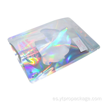 Bolsa de pie holográfica con cierre de cremallera Mylar